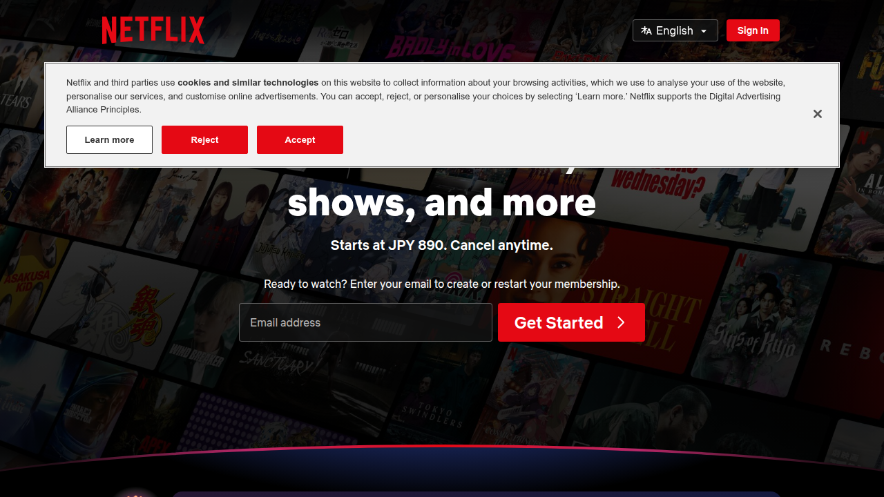A snapshot of the Netflix homepage, showcasing its vast content library and user interface.