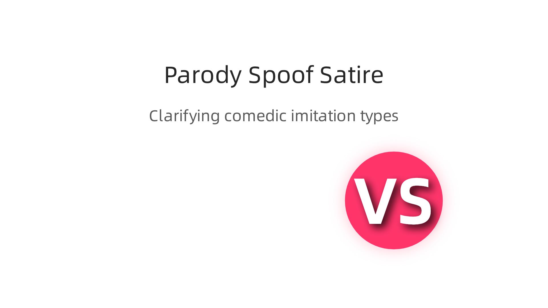 A comparative infographic differentiating between parody, spoof, and satire, highlighting their distinct comedic goals.