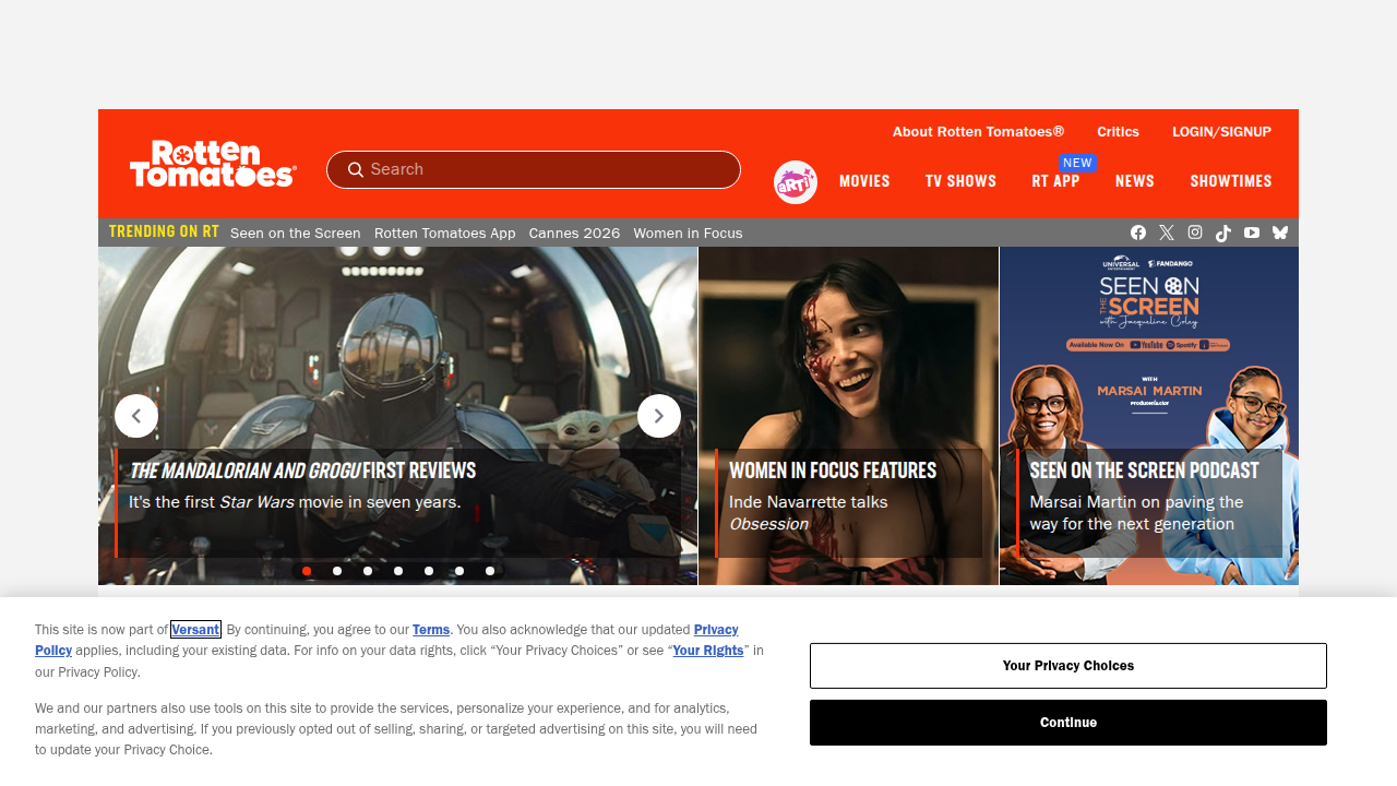 The Rotten Tomatoes homepage, a key resource for film enthusiasts, providing access to extensive filmographies and critical reviews, including those for Daryl Hannah's diverse career.
