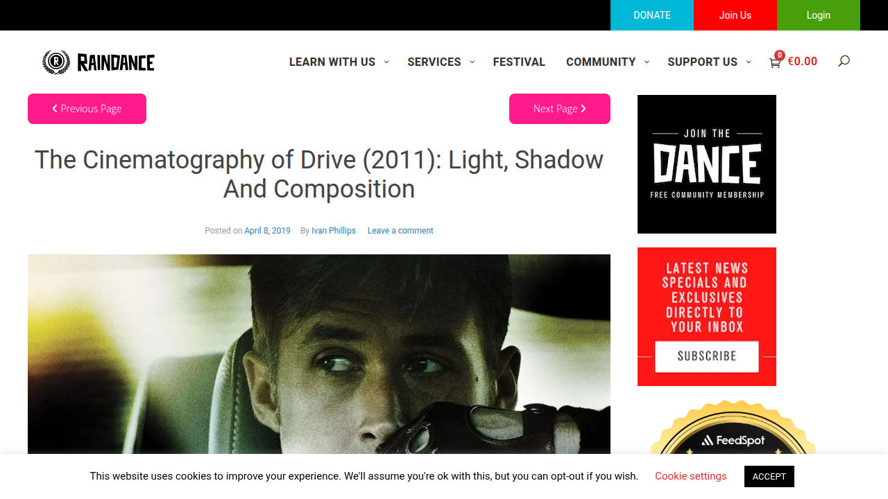 Dive into Raindance's analysis of "Drive's" cinematography, focusing on its light, shadow, and composition.