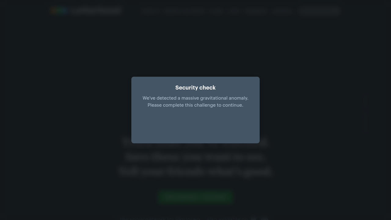 Screenshot of Letterboxd's homepage, a social network for film lovers to track, review, and discover movies through community lists.