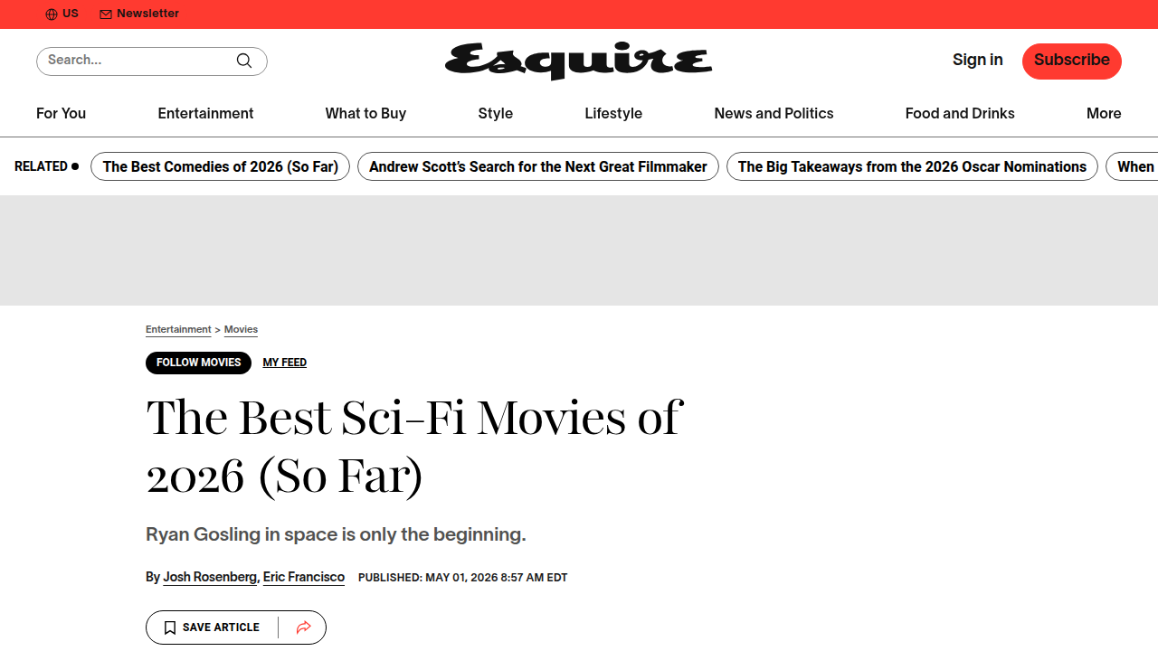 Esquire's curated list of the best sci-fi movies of 2026, offering expert recommendations beyond algorithms.