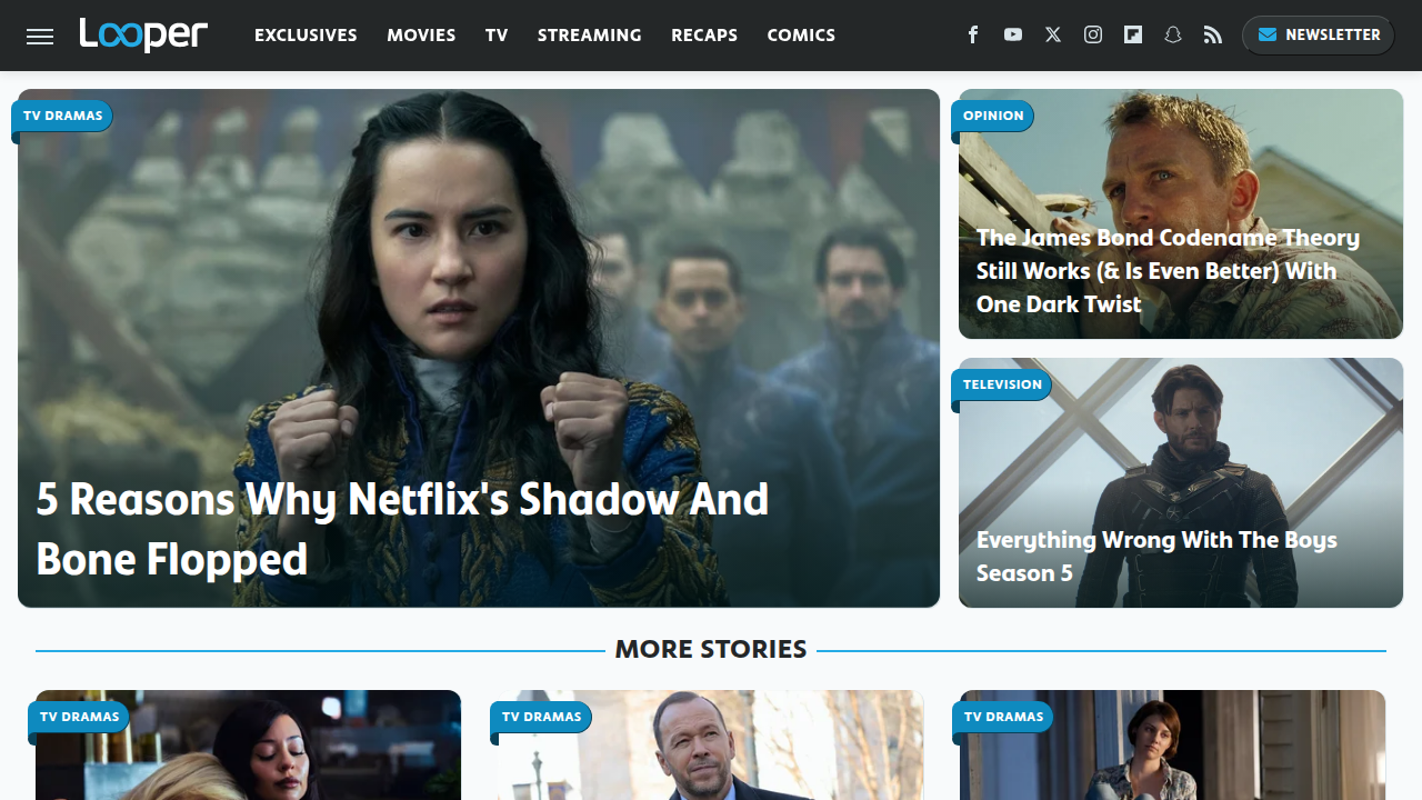 Looper offers news, reviews, and features on films and television, a go-to for entertainment insights.