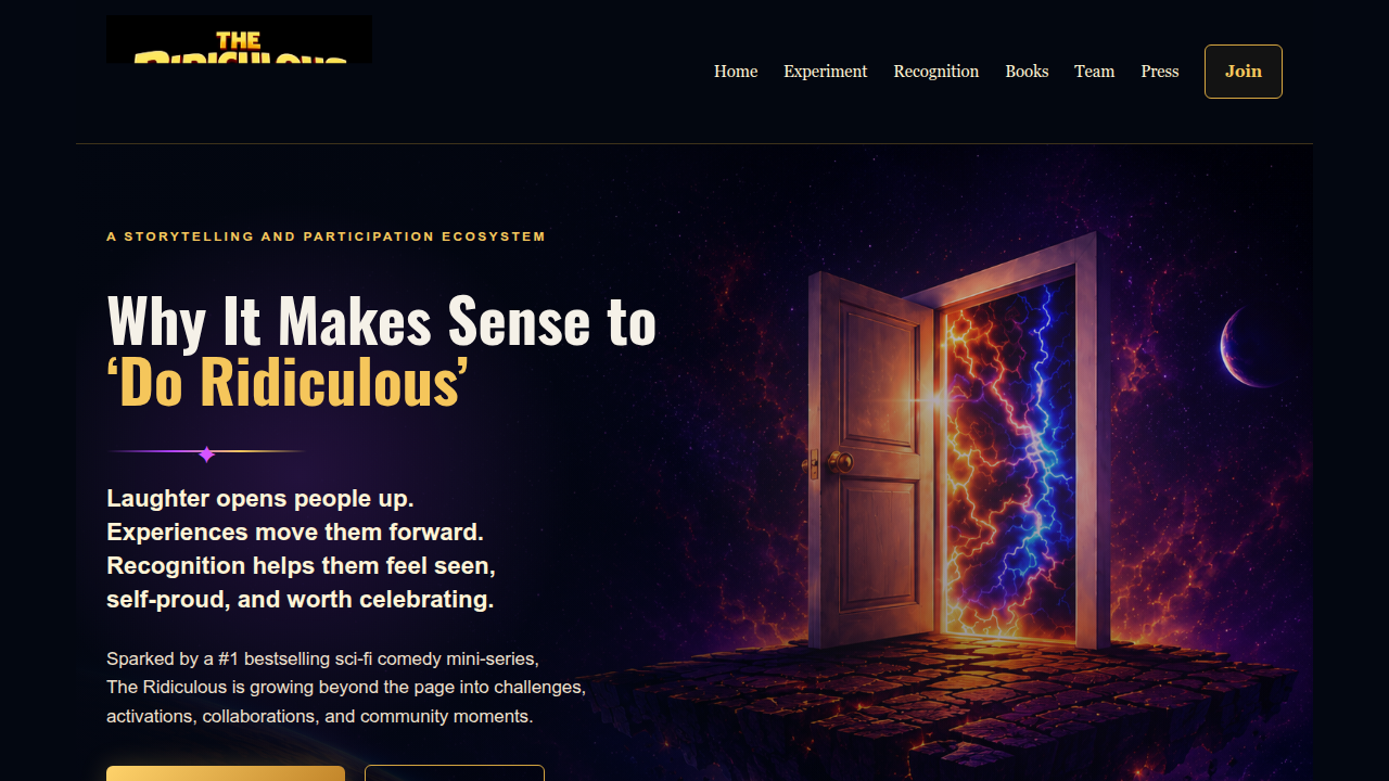 Explore the unique world of 'The Ridiculous' through its official website, offering genre-bending stories.