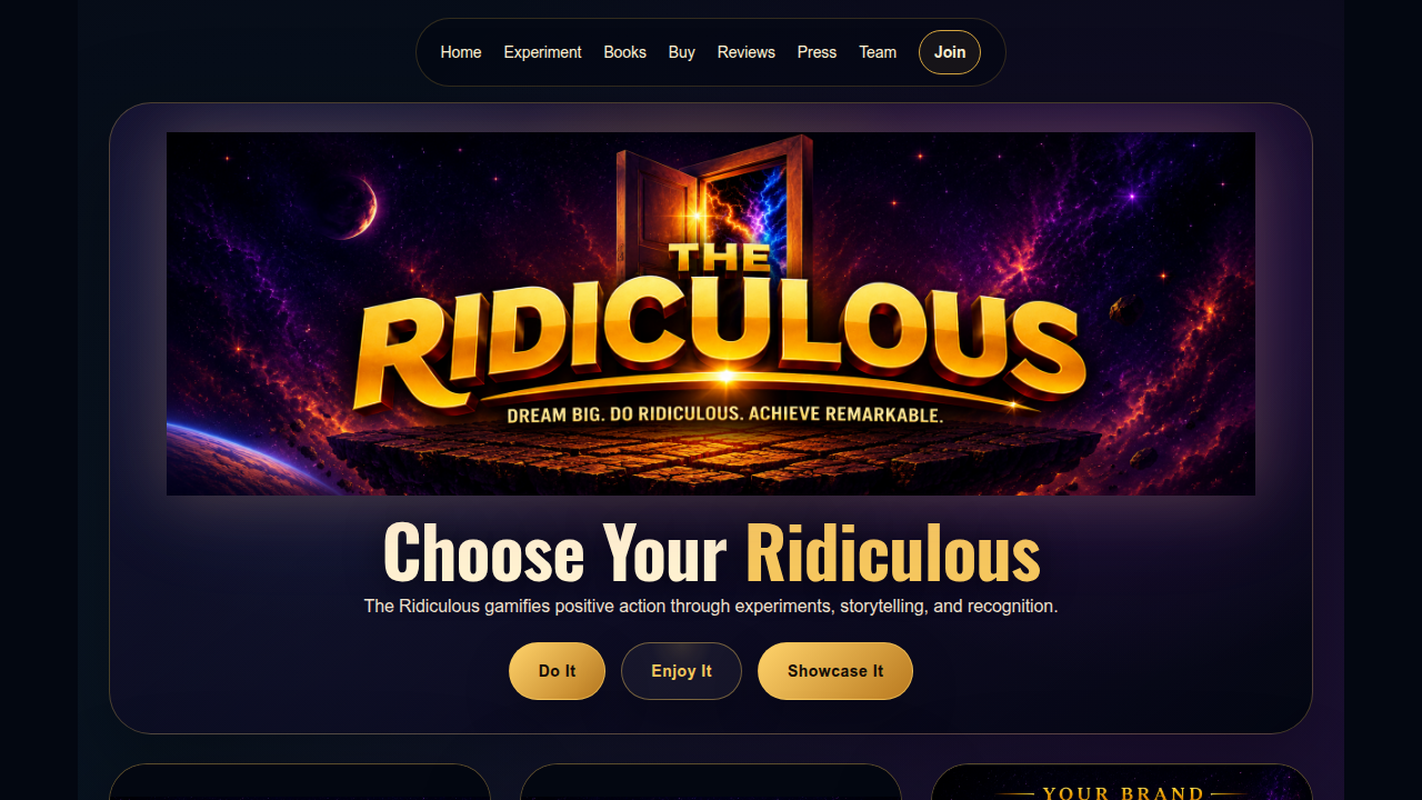 Screenshot of Doridiculous.com, a website promoting a film that offers unique cinematic experiences.